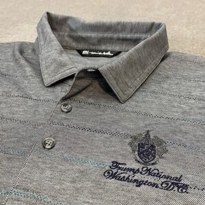 Travis Mathew Polo Shirt Mens 2XL Gray Stripe Trump National Washington DC Golf
